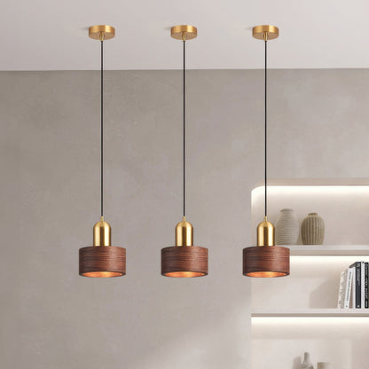 Rustic Wooden Gold Drop Pendant Lighting