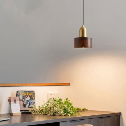 Rustic Wooden Gold Drop Pendant Lighting