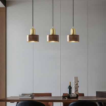 Rustic Wooden Gold Drop Pendant Lighting
