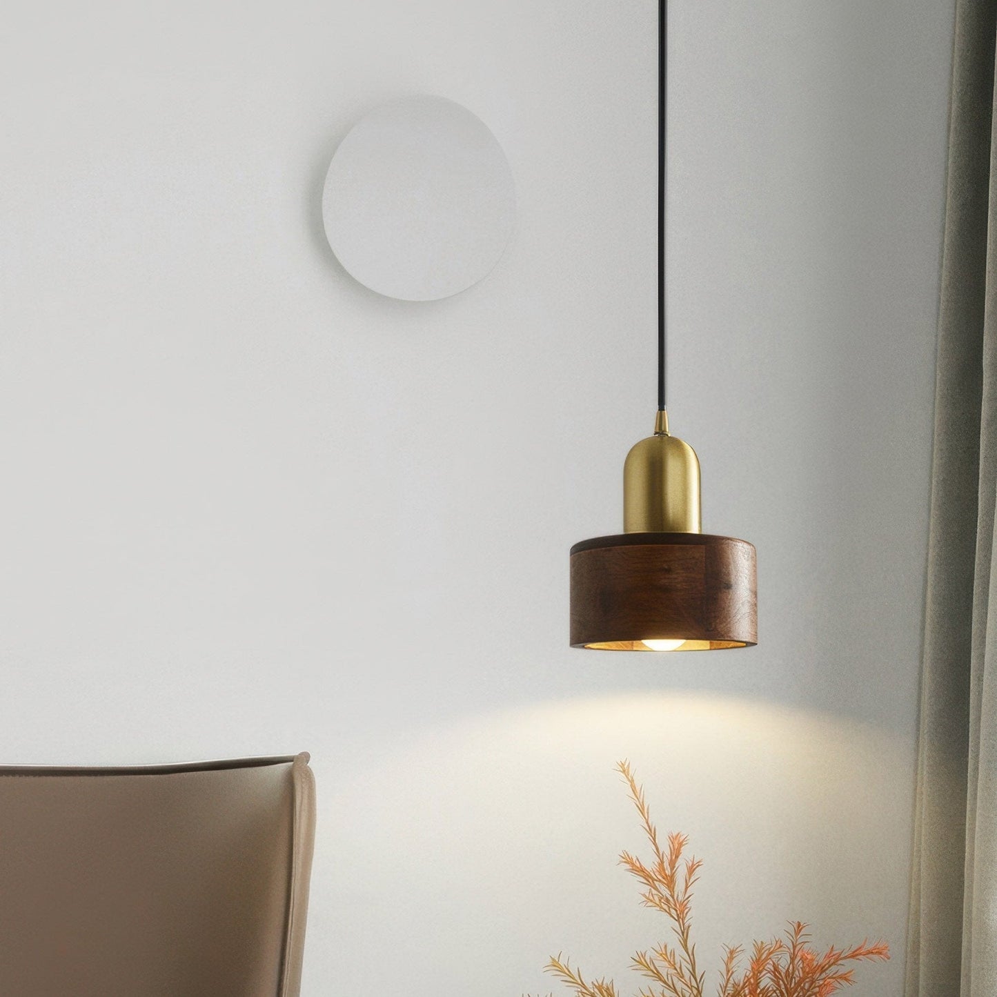 Rustic Wooden Gold Drop Pendant Lighting