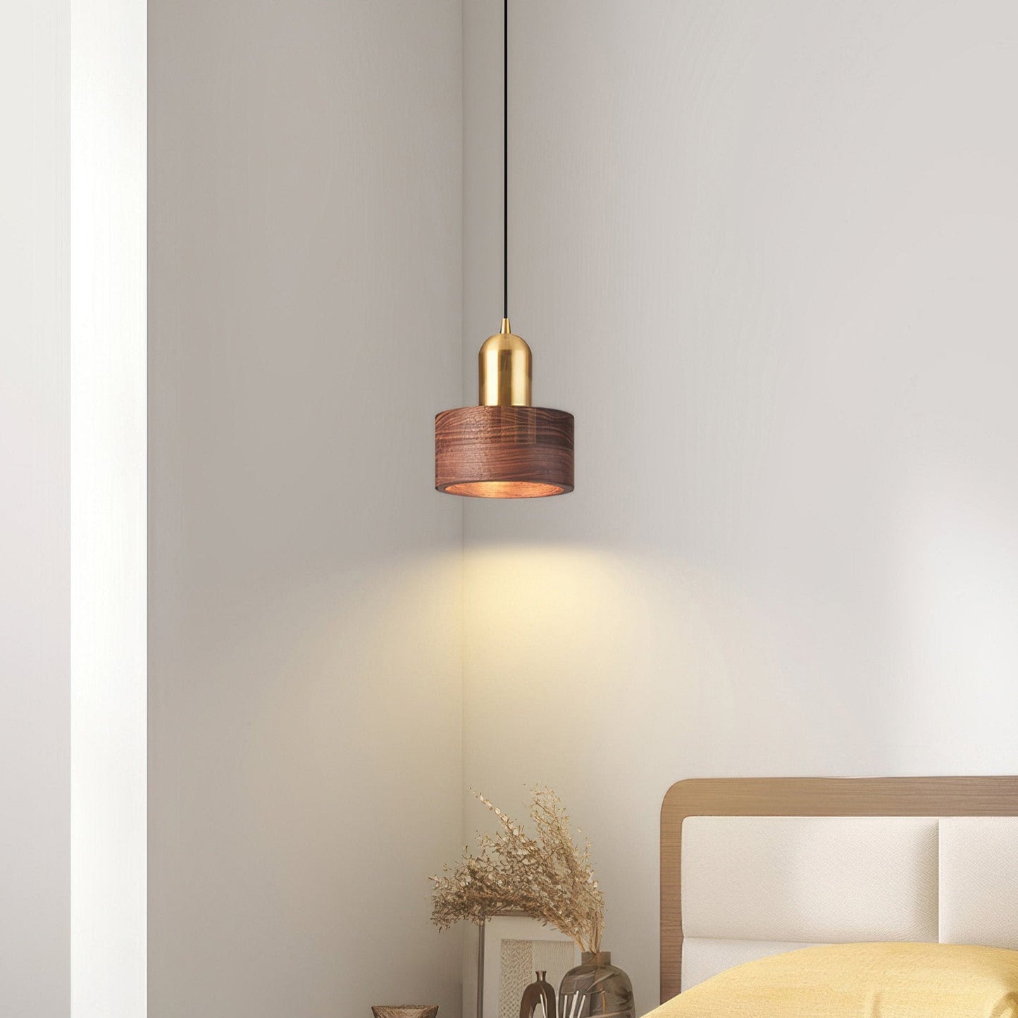 Rustic Wooden Gold Drop Pendant Lighting