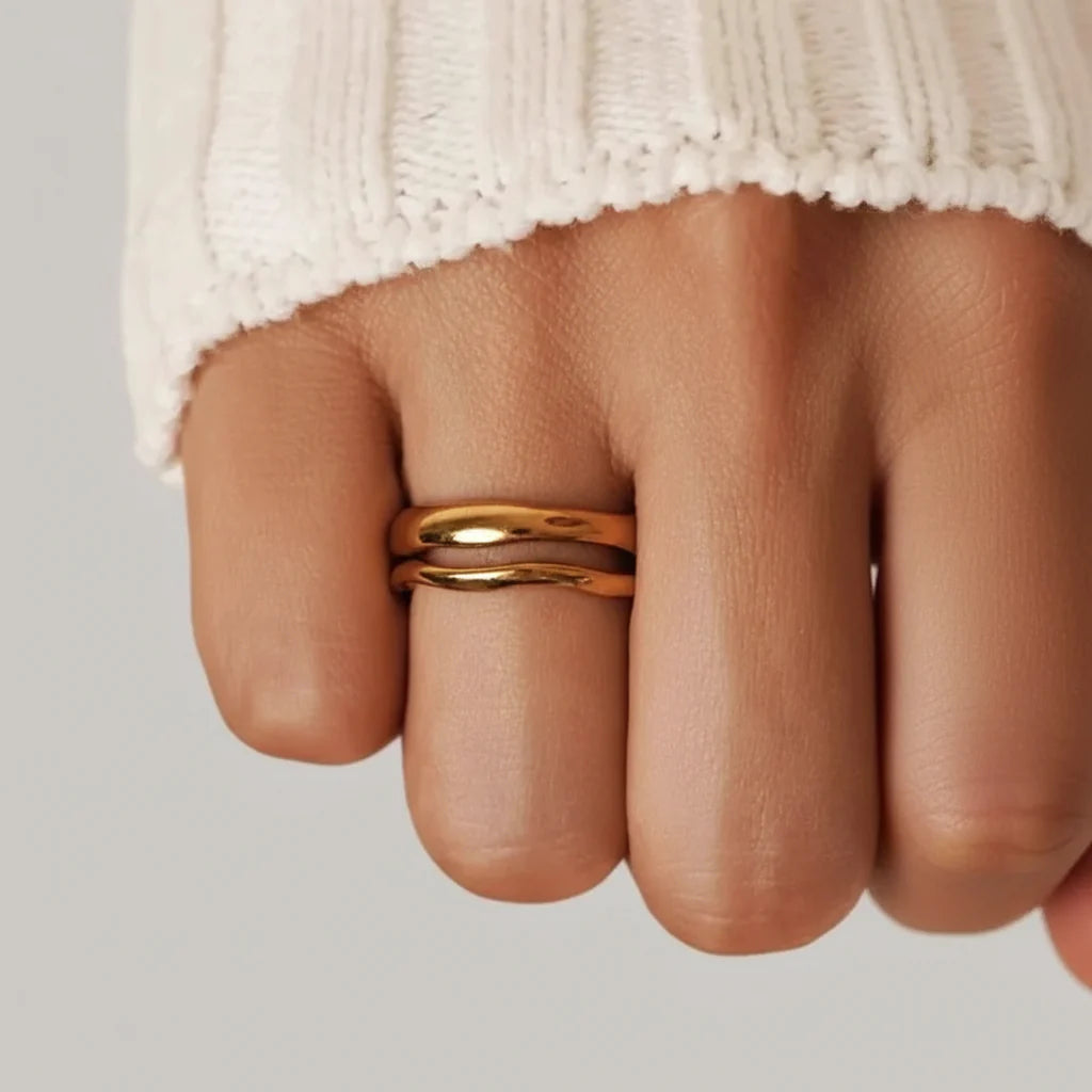 Simple Thin Gold Plated Stainless Steel Stackable Ring