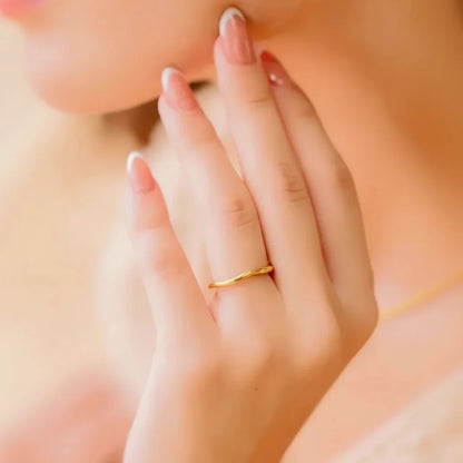 Simple Thin Gold Plated Stainless Steel Stackable Ring