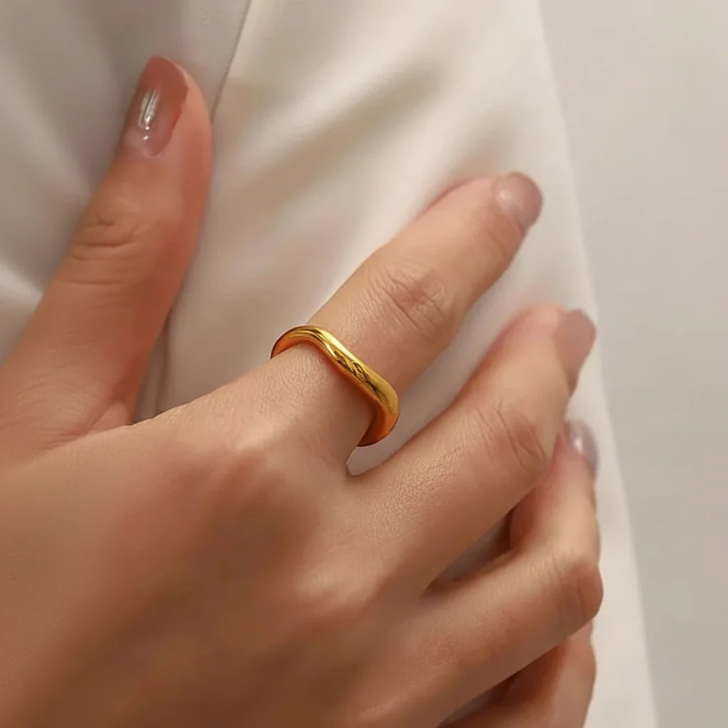 Simple Thin Gold Plated Stainless Steel Stackable Ring