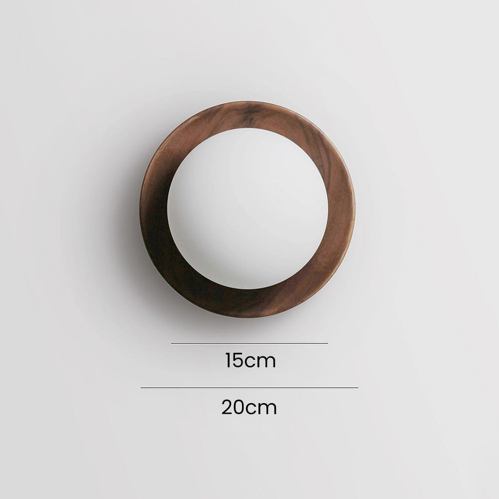 Classic Wooden Wall Lamp with Glass Shade