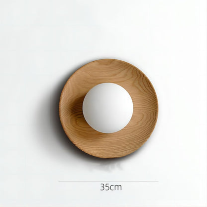 Classic Wooden Wall Lamp with Glass Shade