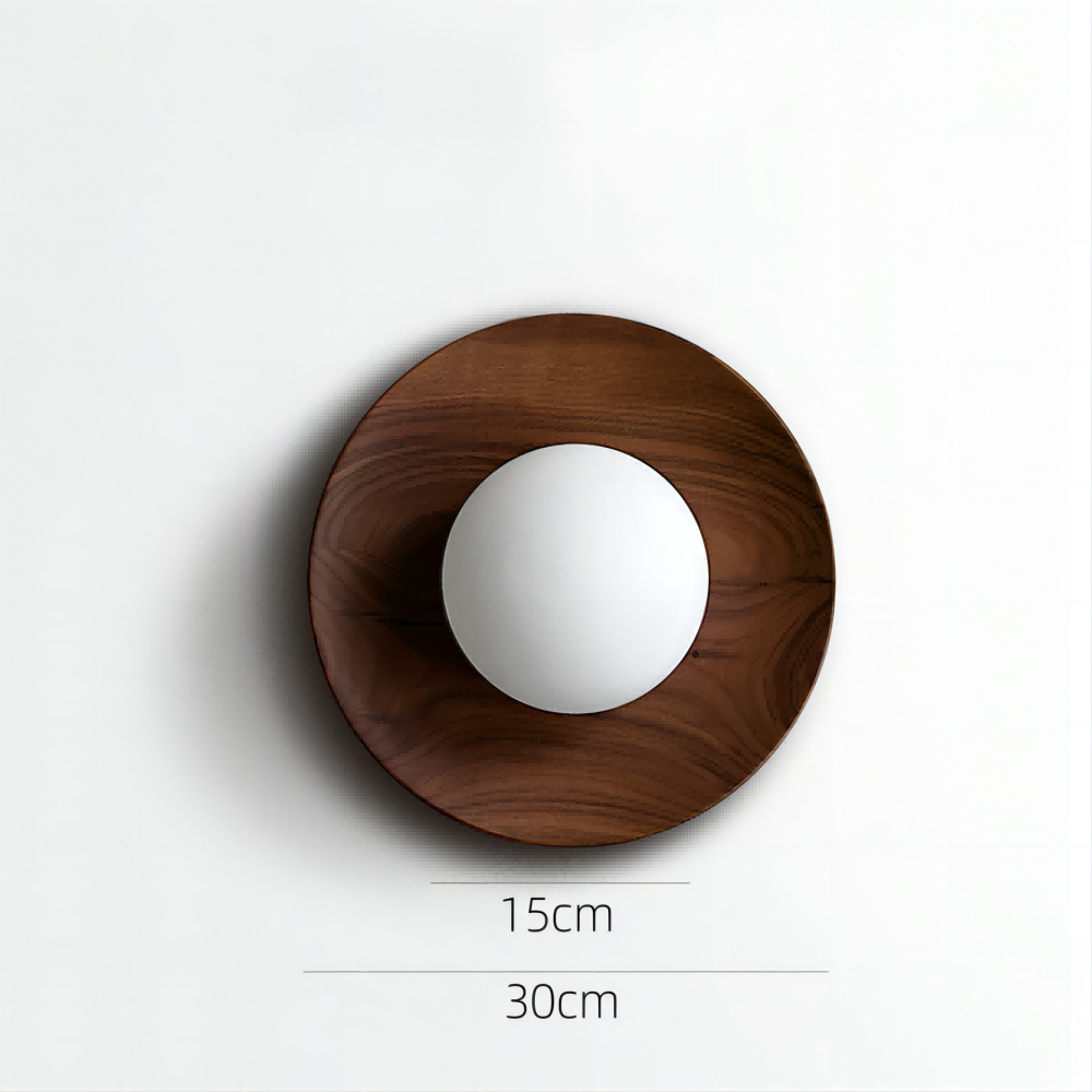 Classic Wooden Wall Lamp with Glass Shade
