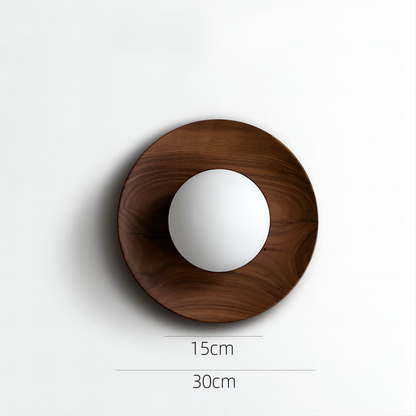 Classic Wooden Wall Lamp with Glass Shade