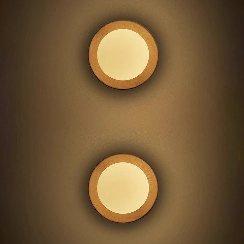 Classic Wooden Wall Lamp with Glass Shade