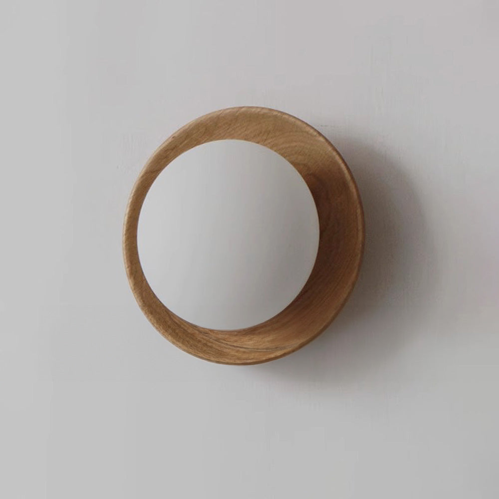 Classic Wooden Wall Lamp with Glass Shade