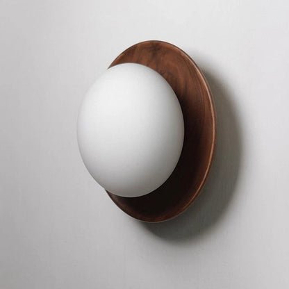 Classic Wooden Wall Lamp with Glass Shade