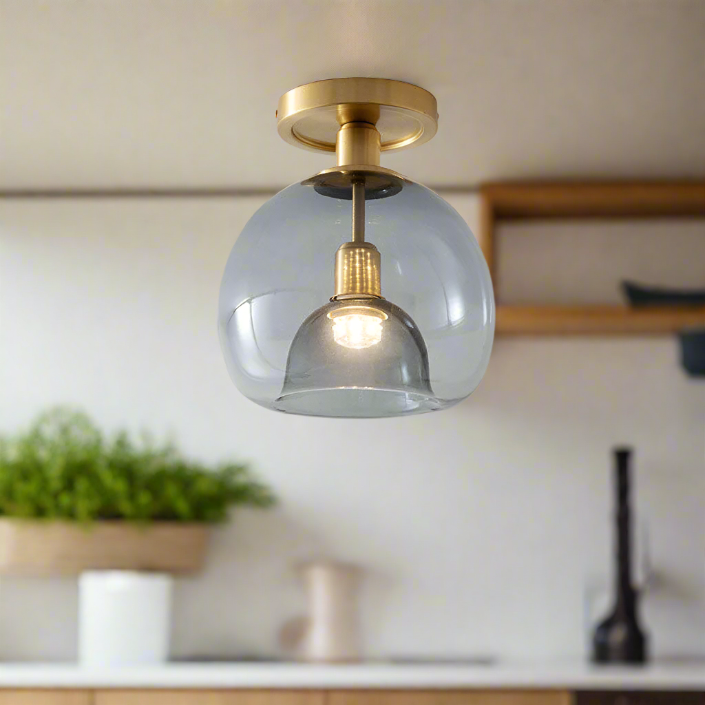 Sleek Grey Glass Pendant Light for Hallway