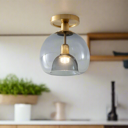 Sleek Grey Glass Pendant Light for Hallway