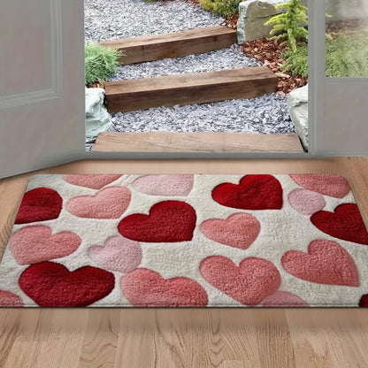 Colorful Heart Design Anti Slip Entry Mat