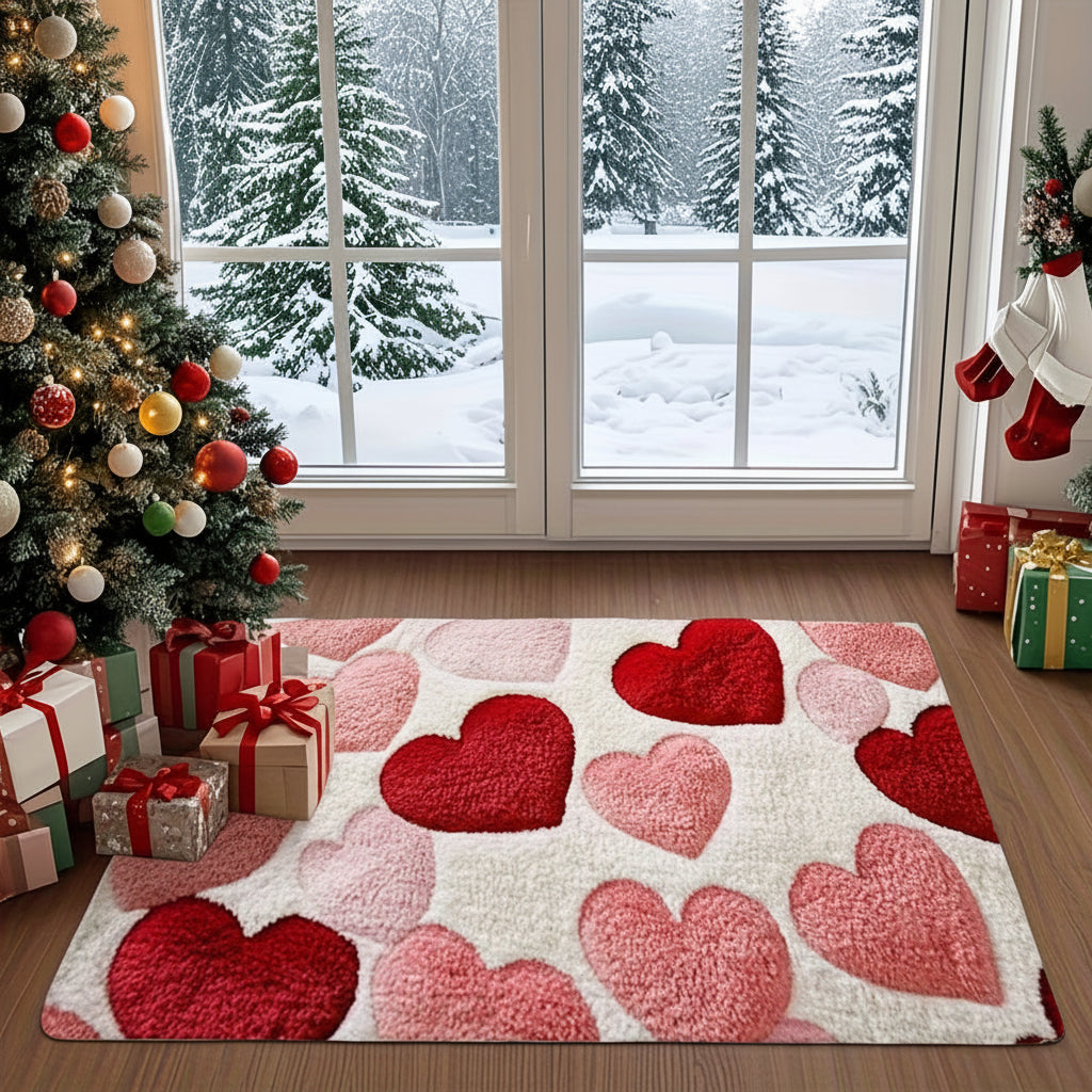 Colorful Heart Design Anti Slip Entry Mat