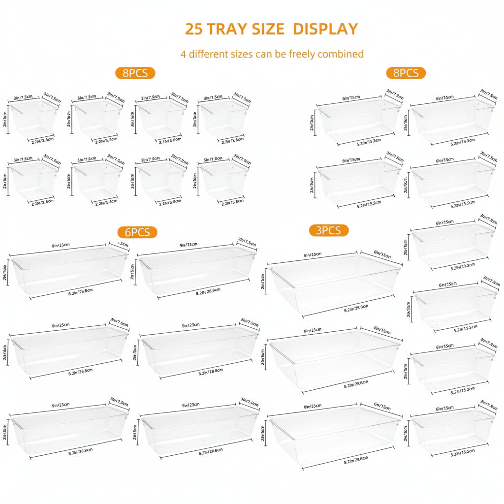 Compact Stackable Storage Tray Set for Home Office