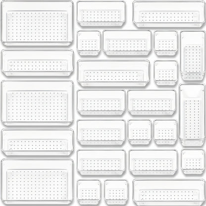 Compact Stackable Storage Tray Set for Home Office