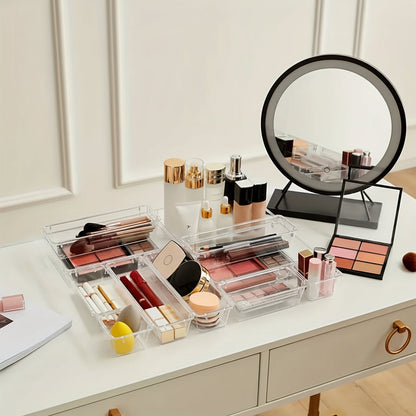 Compact Stackable Storage Tray Set for Home Office