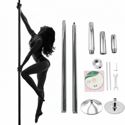 Sturdy Chrome Steel Spinning Dance Fitness Pole Home Gym - Lusomart