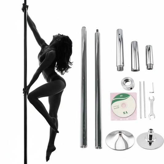 Sturdy Chrome Steel Spinning Dance Fitness Pole Home Gym - Lusomart