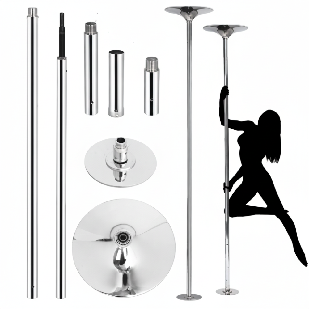 Sturdy Chrome Steel Spinning Dance Fitness Pole Home Gym