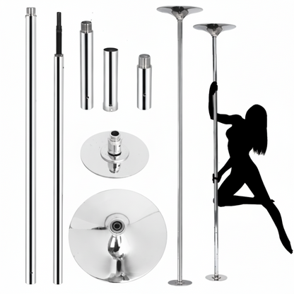 Sturdy Chrome Steel Spinning Dance Fitness Pole Home Gym