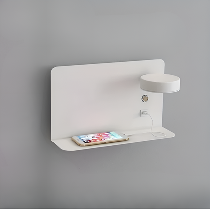 Space Saving Wall Lamp with USB Charger & Storage