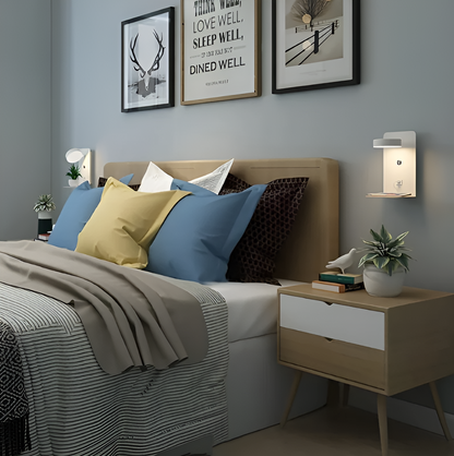Space Saving Wall Lamp with USB Charger & Storage