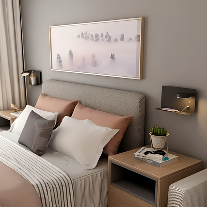 Space Saving Wall Lamp with USB Charger & Storage