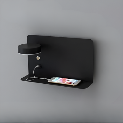 Space Saving Wall Lamp with USB Charger & Storage