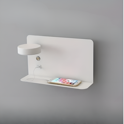 Space Saving Wall Lamp with USB Charger & Storage