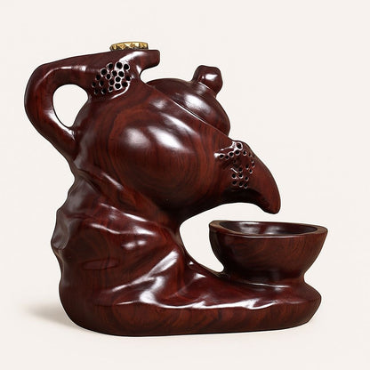 Handcrafted Black Wooden Teapot Incense Holder - Lusomart