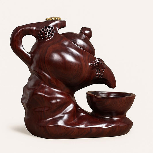 Handcrafted Black Wooden Teapot Incense Holder - Lusomart