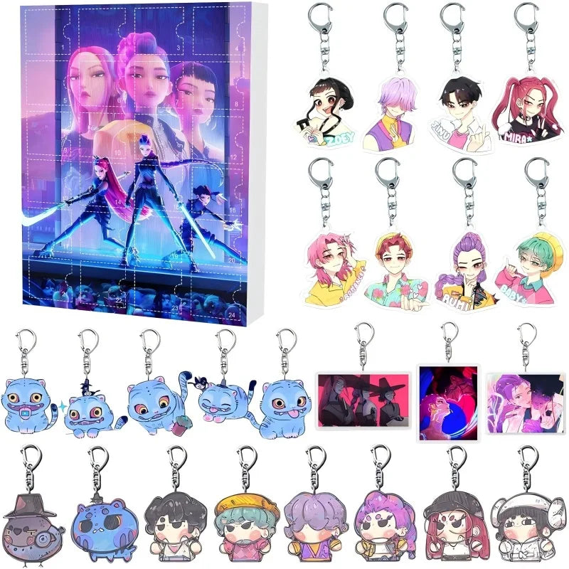 K-Pop Fun Collector Calendar with 24 Keychain Surprises - Lusomart