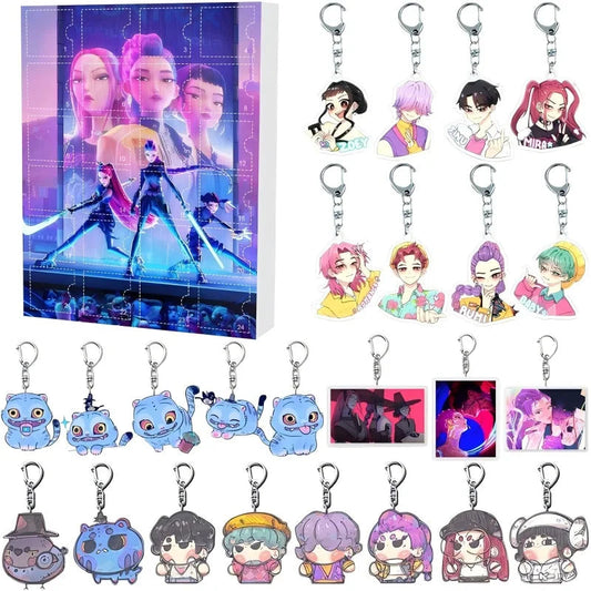 K-Pop Fun Collector Calendar with 24 Keychain Surprises - Lusomart