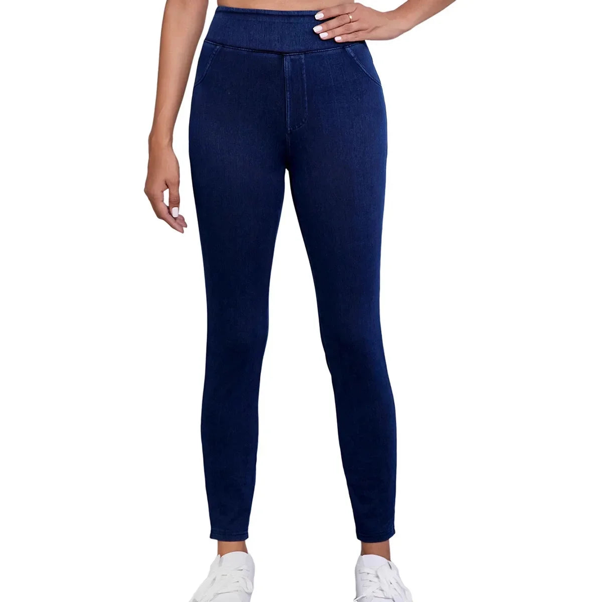 Fashionable Dark Wash High Waisted Women's Skinny Jeans - Lusomart