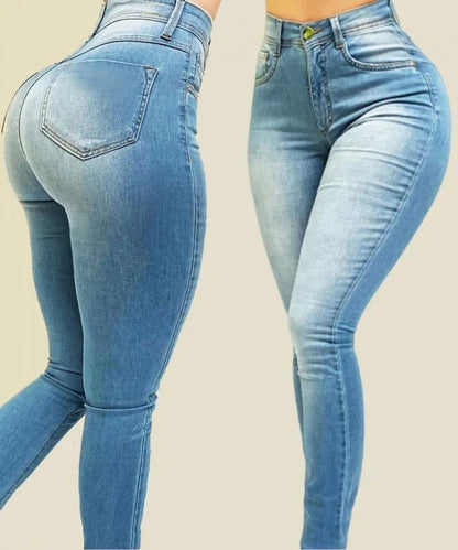 Fashionable Dark Wash High Waist Jeggings for Women - Lusomart