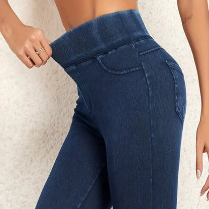 DenimWave | Chic High Waist Slim Fit Black Jeggings for Women 3
