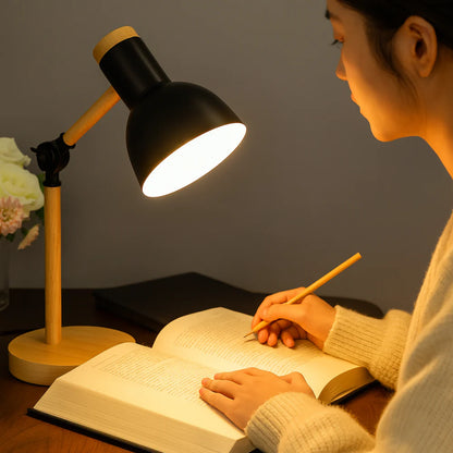 Rustic Wooden Adjustable Desk Table Lamp - Lusomart