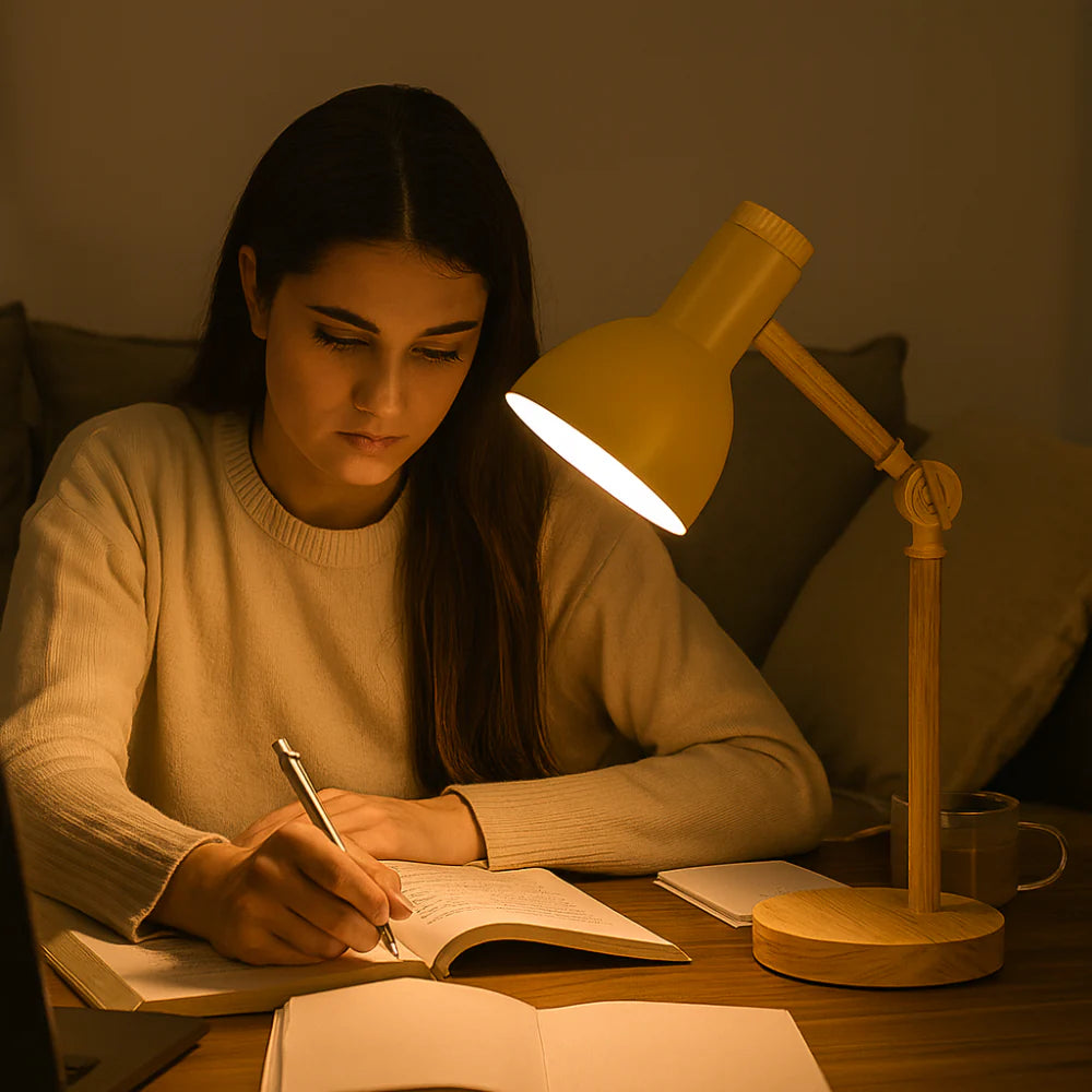 Rustic Wooden Adjustable Desk Table Lamp
