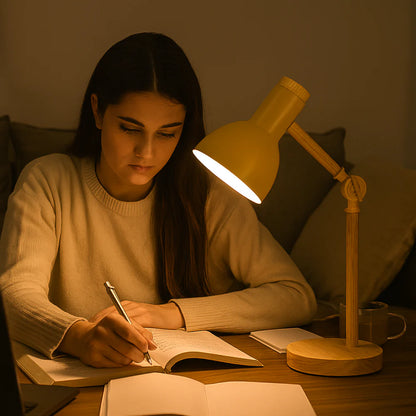 Rustic Wooden Adjustable Desk Table Lamp