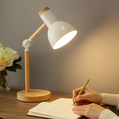 Rustic Wooden Adjustable Desk Table Lamp