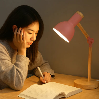 Rustic Wooden Adjustable Desk Table Lamp