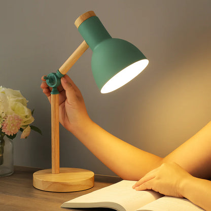 Rustic Wooden Adjustable Desk Table Lamp