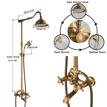 Traditional Brass Wall Mount Shower System