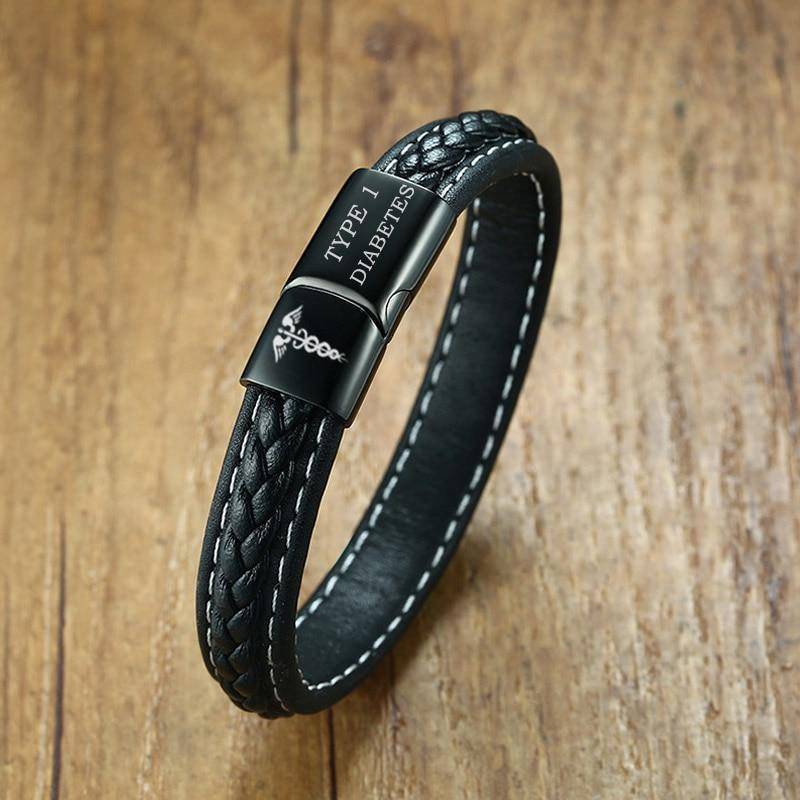 Diablocraft | Elegant Stylish Leather Medical Alert Bracelet for Diabetes 2