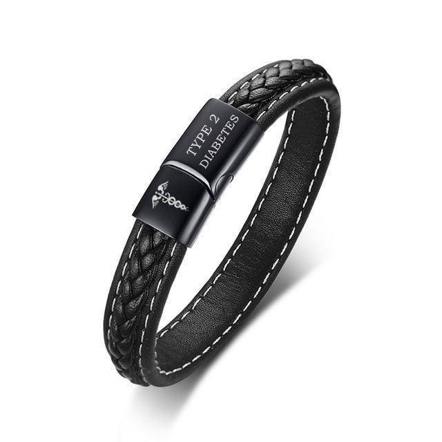 Diablocraft | Elegant Stylish Leather Medical Alert Bracelet for Diabetes 4