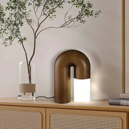Curved Wood Desk Table Lamp
