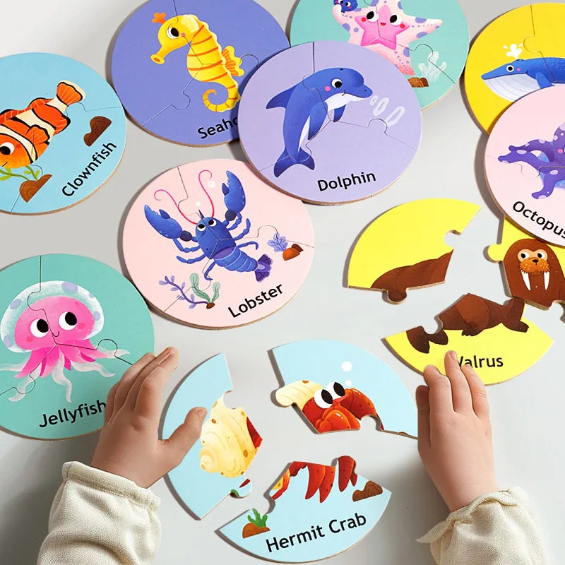 Animal Puzzle for Kids – 3-Piece Wooden Puzzle for Creativity and Logical Thinking – Safe and Durable, 15x15x4.5 cm