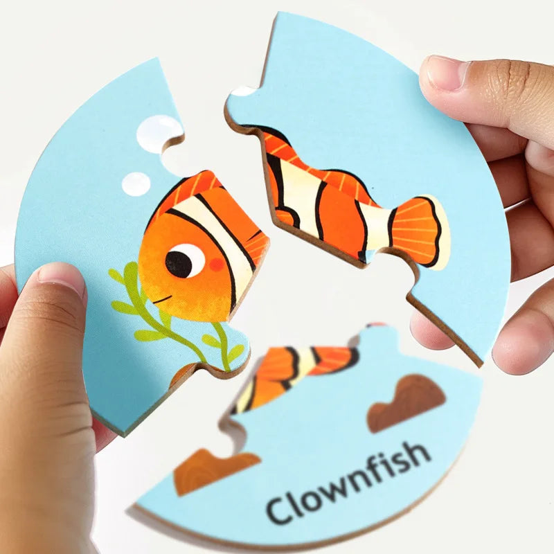 Animal Puzzle for Kids – 3-piece Wooden Puzzle for Creativity and Logical Thinking – Safe and Durable, 15x15x4.5 cm